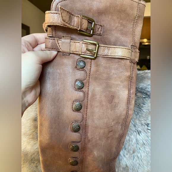 Sam Edelman Leather Pierce Whiskey Almond Toe Pull On Heel Knee Boot Size 6 - Picture 4 of 14